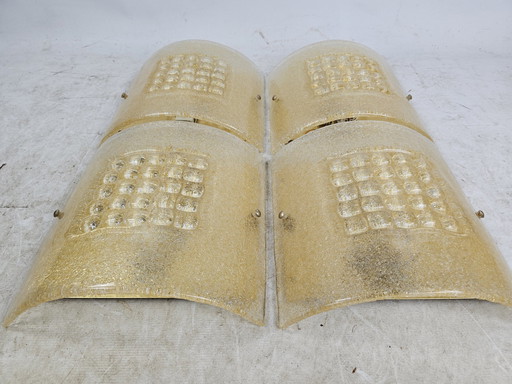 Satz von 4 Wandleuchten Italienisch Glas Groß