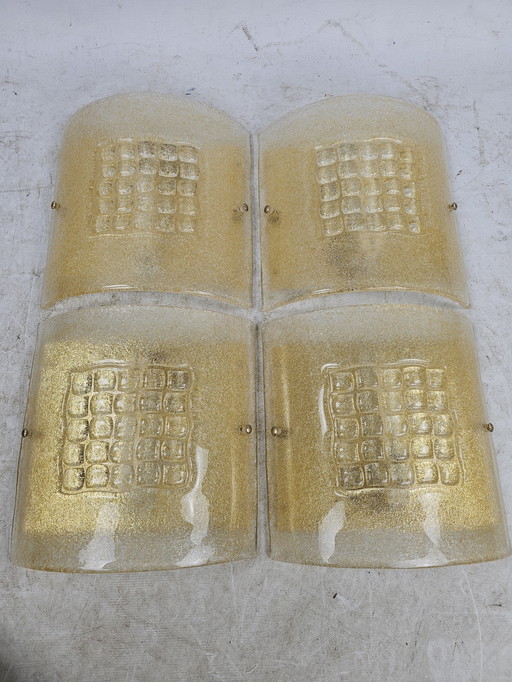 Satz von 4 Wandleuchten Italienisch Glas Groß