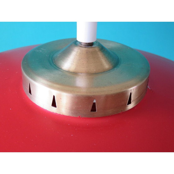 Image 1 of Alte dänische Pendelleuchte aus rotem Metall, 1950