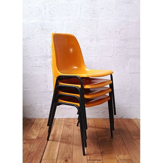 Image 1 of Gelber Gemeinschaftsstuhl im Vintage-Stil