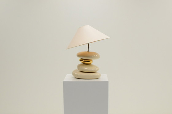 Image 1 of Große Kieselstein-Tischlampe von François Chatain, 1980er Jahre Frankreich.