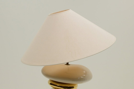 Image 1 of Große Kieselstein-Tischlampe von François Chatain, 1980er Jahre Frankreich.