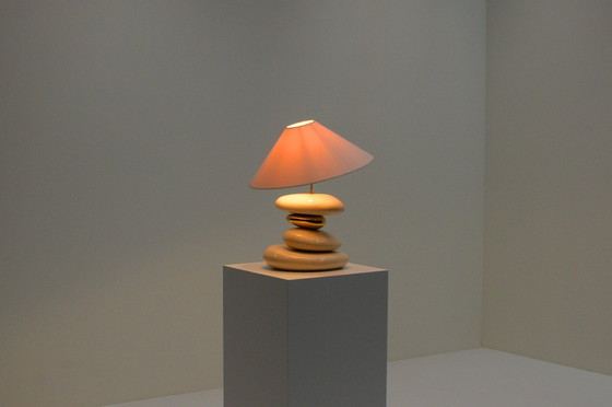 Image 1 of Große Kieselstein-Tischlampe von François Chatain, 1980er Jahre Frankreich.