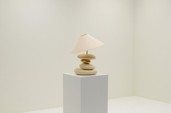Image 1 of Große Kieselstein-Tischlampe von François Chatain, 1980er Jahre Frankreich.