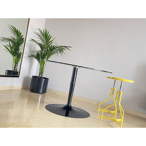 Image 1 of Paar vintage Hocker aus gelb lackiertem Metall, Italien 1970