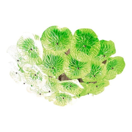 Image 1 of Italienisches grünes florales Muranoglas Flush Mount im Mid-Century Modern Stil