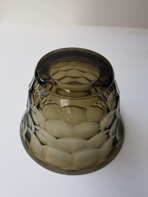 Image 1 of Vintage Art Deco Vase aus geräuchertem Kristall von Moser Böhmen