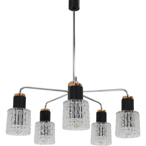 Vintage-Kronleuchter aus Metall, Glas und Messing, Deutschland 1990