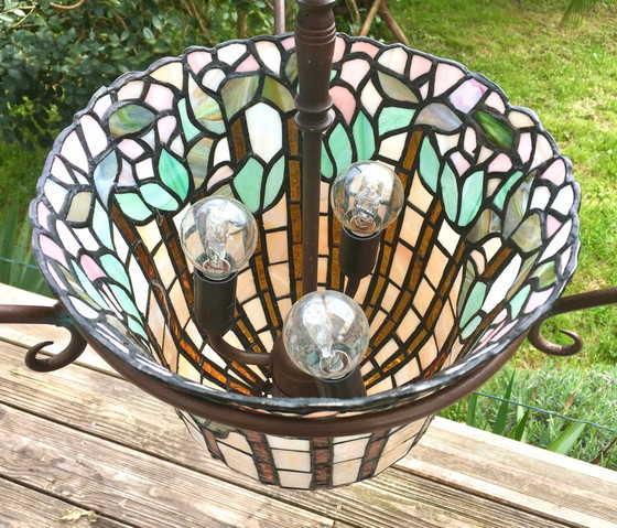 Image 1 of Große Hängeleuchte im Tiffany-Stil Jugendstil
