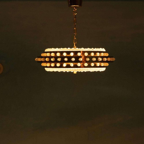 Image 1 of Midmod-Regency-Hängeleuchte Glas und Messing, Orrefors Schweden