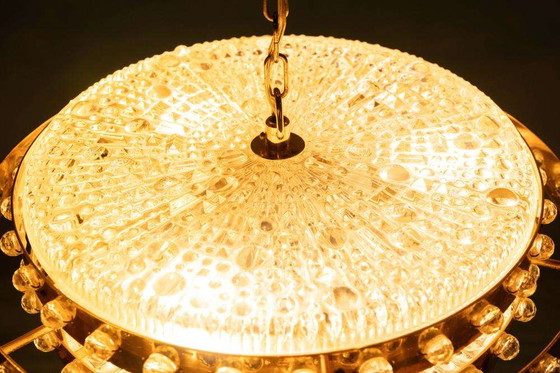 Image 1 of Midmod-Regency-Hängeleuchte Glas und Messing, Orrefors Schweden