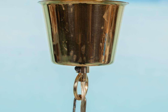 Image 1 of Midmod-Regency-Hängeleuchte Glas und Messing, Orrefors Schweden