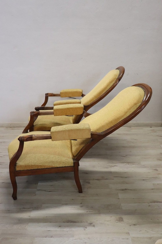 Image 1 of Nussbaum-Liegesessel, 2er-Set, 19. Jahrhundert
