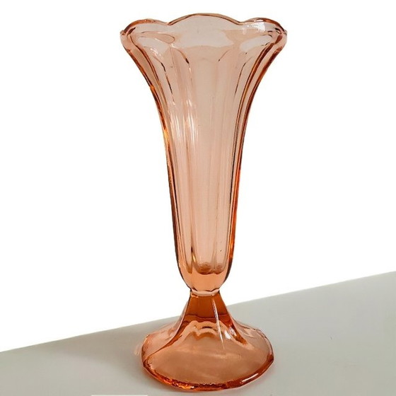 Image 1 of Artdeco Vase rosalin rosa Glas 1930s
