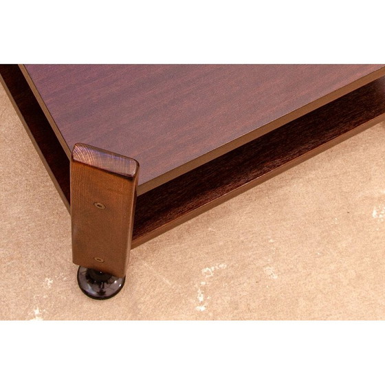 Image 1 of Vintage Mahagoni Beistelltisch auf Rollen, Tschechoslowakei 1980