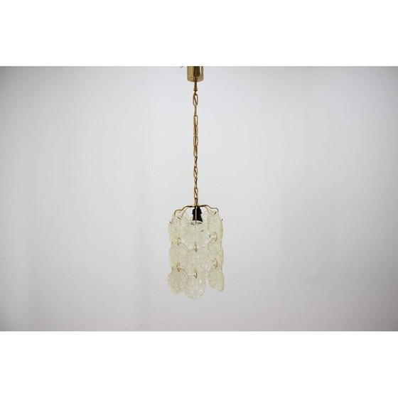 Image 1 of Vintage Pendelleuchte aus Messing und Glas von Zelezny Brod, Tschechoslowakei 1970