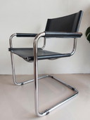 4x Fasem S34 Esszimmerstühle In Schwarz Leder Von Mart Stam