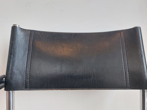 Image 1 of 4x Fasem S34 Esszimmerstühle In Schwarz Leder Von Mart Stam