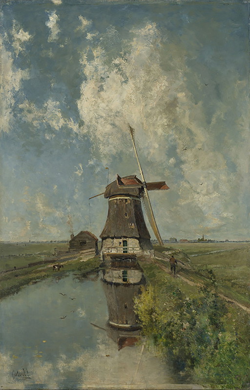 Paul Joseph Constantin Gabriel - Eine Mühle an einem Polderkanal