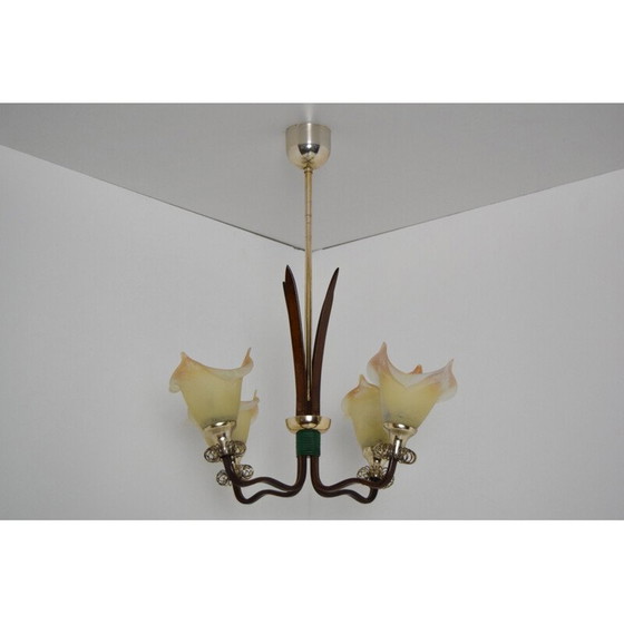 Image 1 of Mid-Century Holz Kronleuchter 1970er Jahre