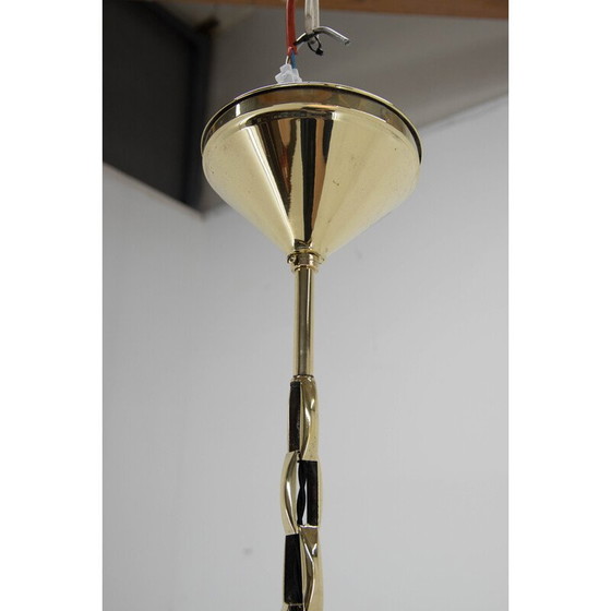 Image 1 of Jugendstil-Hängeleuchte aus Messing und Opalglas, 1920er Jahre