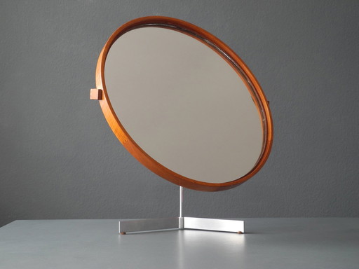 60S Original Teakholz Tisch Spiegel Vanity Mirror of Luxury Vittsjö Schweden | Design Uno & Östen Kristiansson