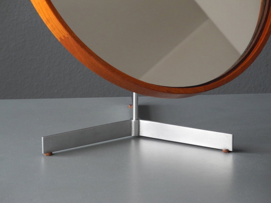 Image 1 of 60S Original Teakholz Tisch Spiegel Vanity Mirror of Luxury Vittsjö Schweden | Design Uno & Östen Kristiansson