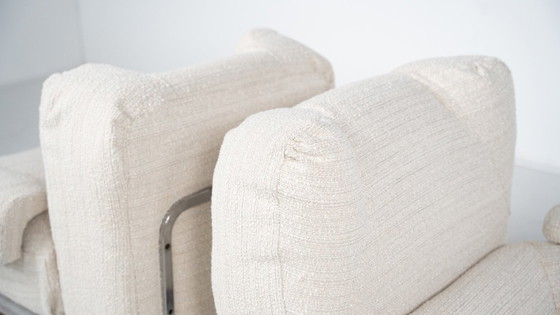 Image 1 of Mid-Century Modernes Sesselpaar, Chrom und Boucle-Stoff