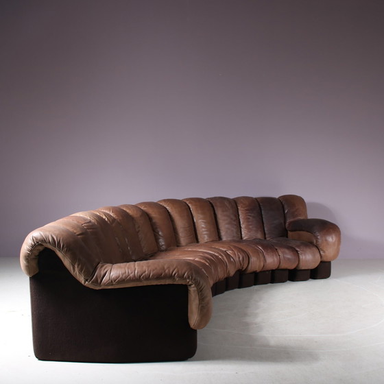 Image 1 of De Sede DS-600 "Non-Stop" Sofa in braunem Leder, Schweiz, 1960