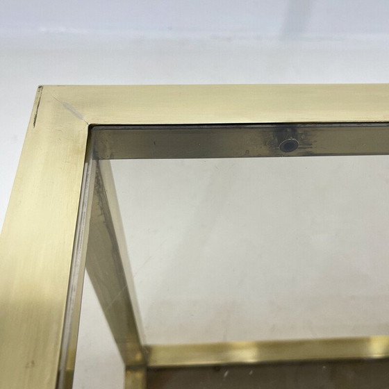 Image 1 of Vintage Beistelltisch aus Messing und Rauchglas, Italien 1970er