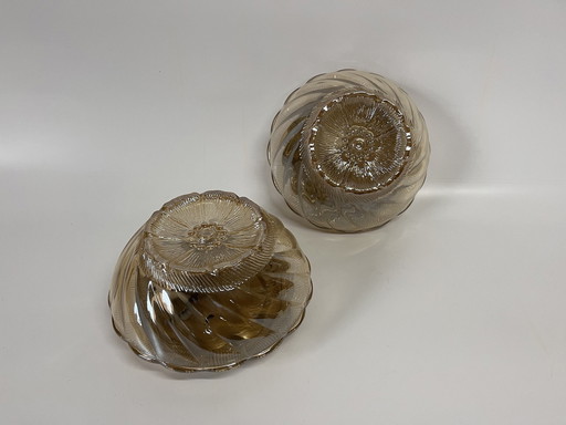 Set Mid Century Floral Wandlampe/Deckenlampe Bernstein/Gold Blume