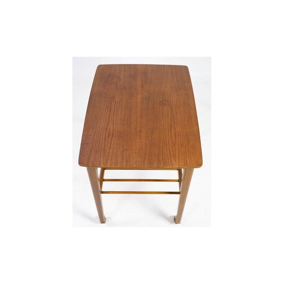 Image 1 of Vintage Teak Beistelltisch mit Regal und Rollen Dänemark 1960s
