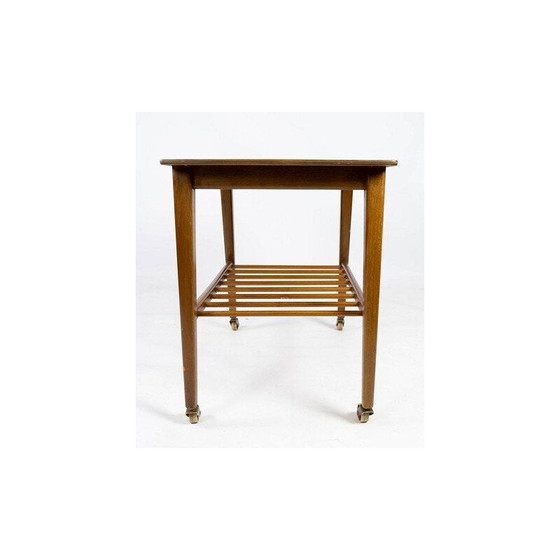 Image 1 of Vintage Teak Beistelltisch mit Regal und Rollen Dänemark 1960s