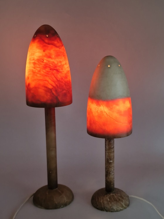 Image 1 of Paar Pilzlampen aus Alabaster