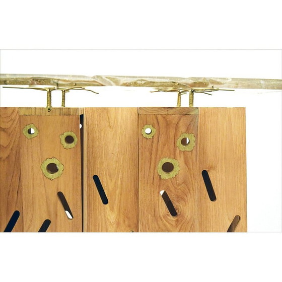 Image 1 of Vintage-Konsole "Goldene Augen" aus exotischem Holz, Harz und Messing, 1990er Jahre