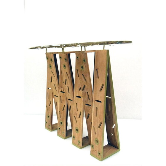 Image 1 of Vintage-Konsole "Goldene Augen" aus exotischem Holz, Harz und Messing, 1990er Jahre