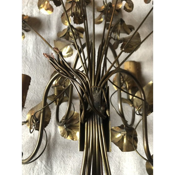 Image 1 of Paar "Flower" Wandlampen aus vergoldetem Metall mit 4 Lichtern, 1960