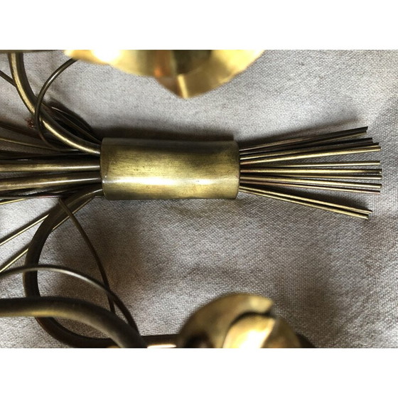 Image 1 of Paar "Flower" Wandlampen aus vergoldetem Metall mit 4 Lichtern, 1960
