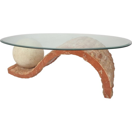 Vintage Couchtisch aus fossilem Stein von Magnussen Ponte, 1980