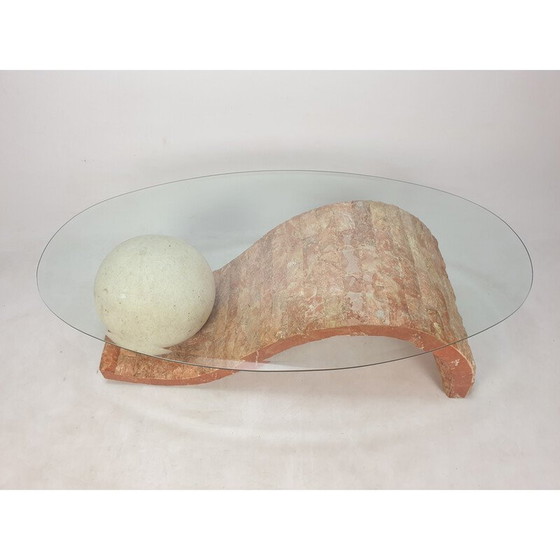 Image 1 of Vintage Couchtisch aus fossilem Stein von Magnussen Ponte, 1980