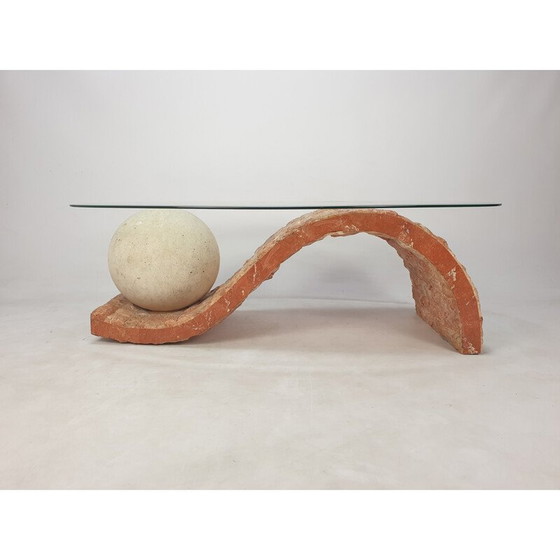 Image 1 of Vintage Couchtisch aus fossilem Stein von Magnussen Ponte, 1980