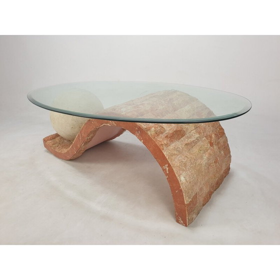 Image 1 of Vintage Couchtisch aus fossilem Stein von Magnussen Ponte, 1980