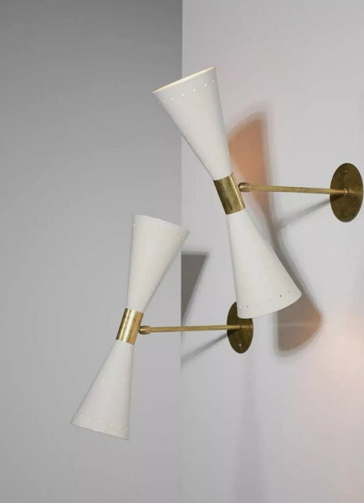Paar Wandleuchte Flutte Elfenbeinweiß