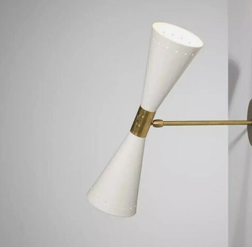 Paar Wandleuchte Flutte Elfenbeinweiß