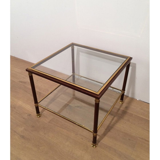 Image 1 of Paar Sofagarnituren aus Messing und weinrotem Lack, 1970