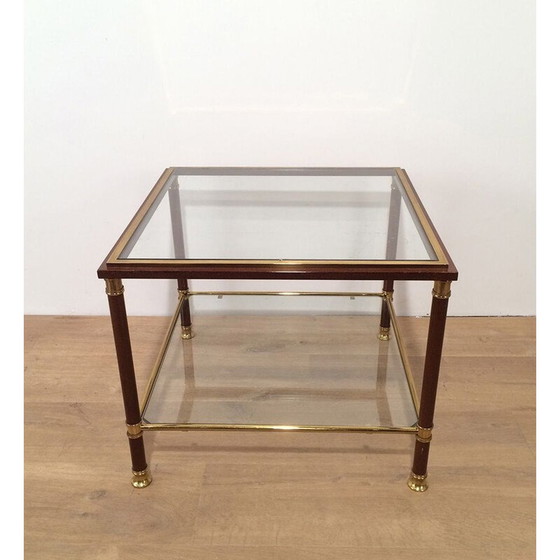 Image 1 of Paar Sofagarnituren aus Messing und weinrotem Lack, 1970