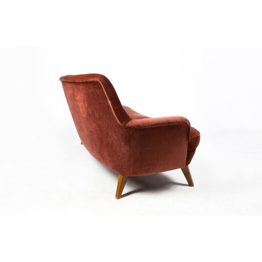 Vintage-Samtsofa, Schweiz 1950