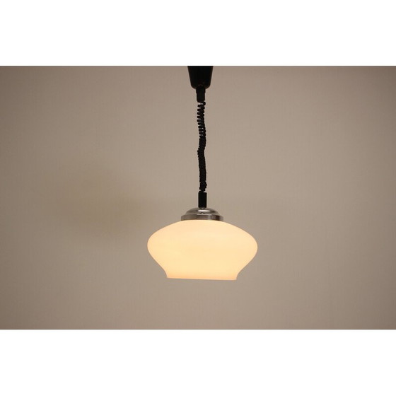 Image 1 of Mid Century verstellbare Pendelleuchte aus Glas und Metall, Tschechoslowakei 1970er Jahre