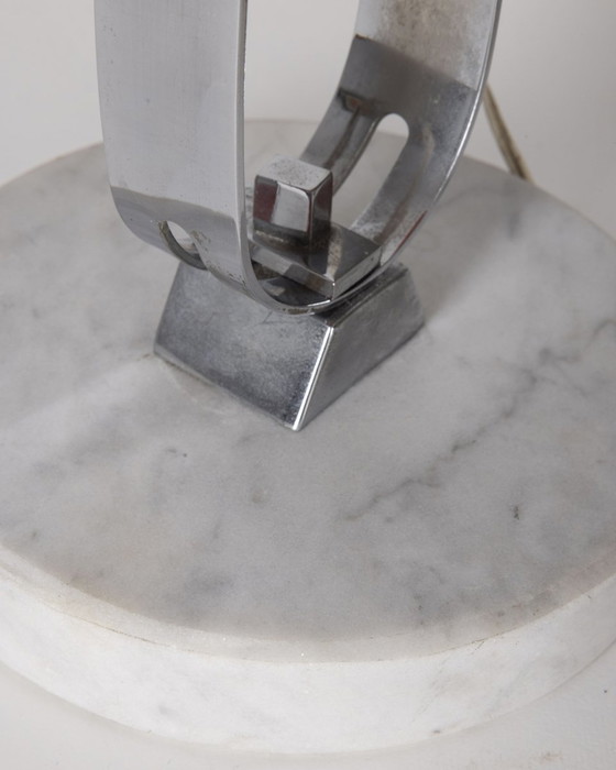 Image 1 of Vintage 1960S Tischlampe in Marmor und Orange Metall italienisches Design