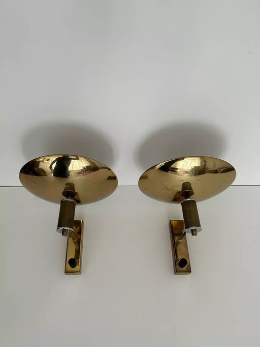 2X Vintage Wandleuchte Chrom Und Messing